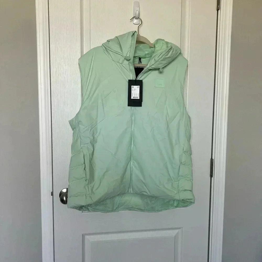 NWT Rains Loop Vest Waterproof, Windproof Hood Mineral Green Large Full Zip